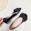 Square Toe With Bow Shoes for Women Slip-on Bride High Quality Fashion Sale Spring Genuine Mark Casual 2025 Trend 39 Woman Flats