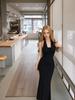 Celebrity chain neck strap evening dress suspender skirt women's summer pure desire sexy backless waist dress