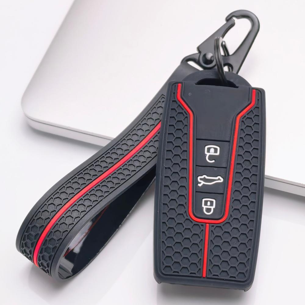 3 Button Silicone Key Fob Cover with keychain for VW Golf 8 ID.3 ID.4 ID.6 Lamando L Tiguan Teramont Talagon, Fits VW Golf Tiguan Passat Octavia