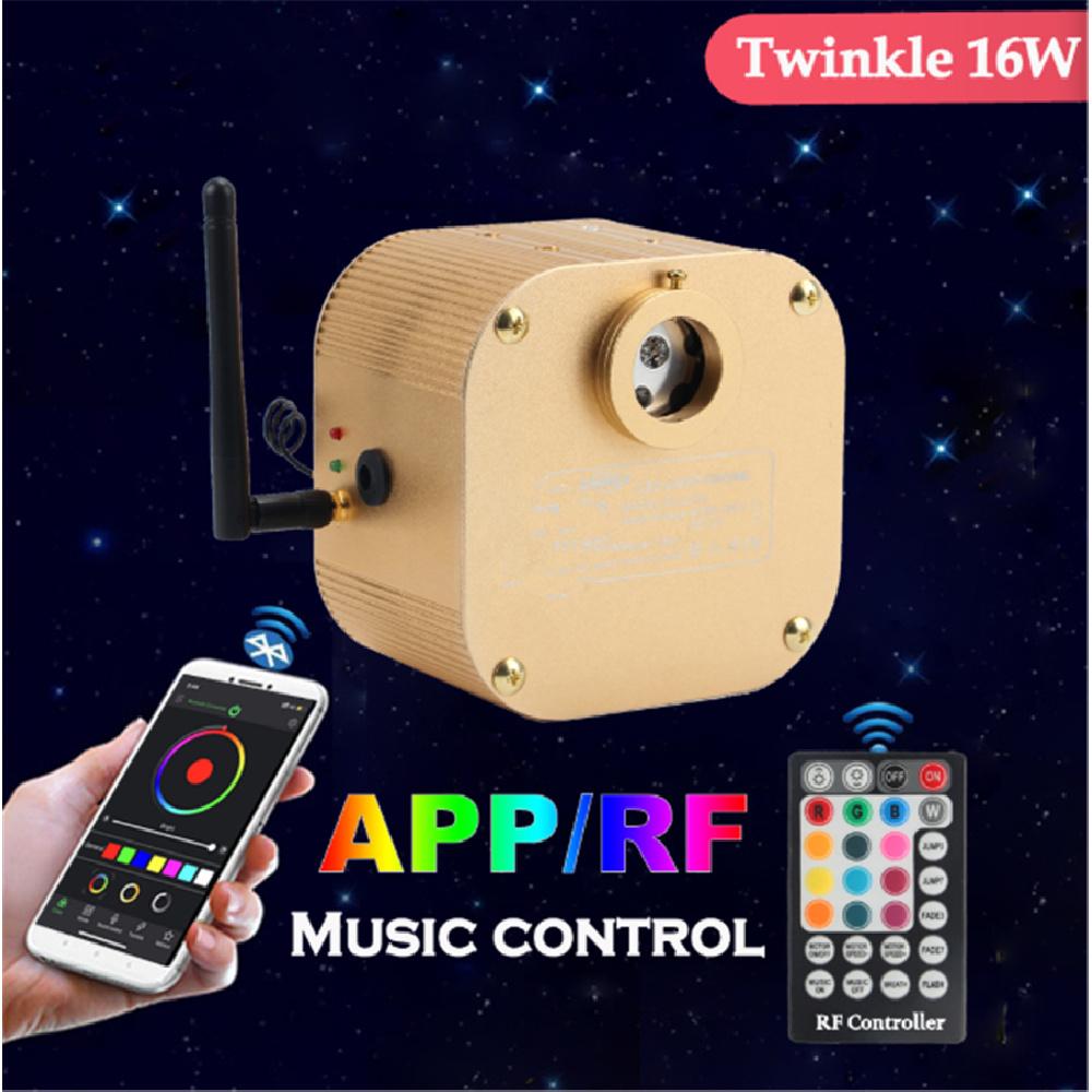 CAR 16W Twinkle RGBW Fiber Optic Light Bluetooth Remote Music Control Star Ceiling 300pcs 2M Cable