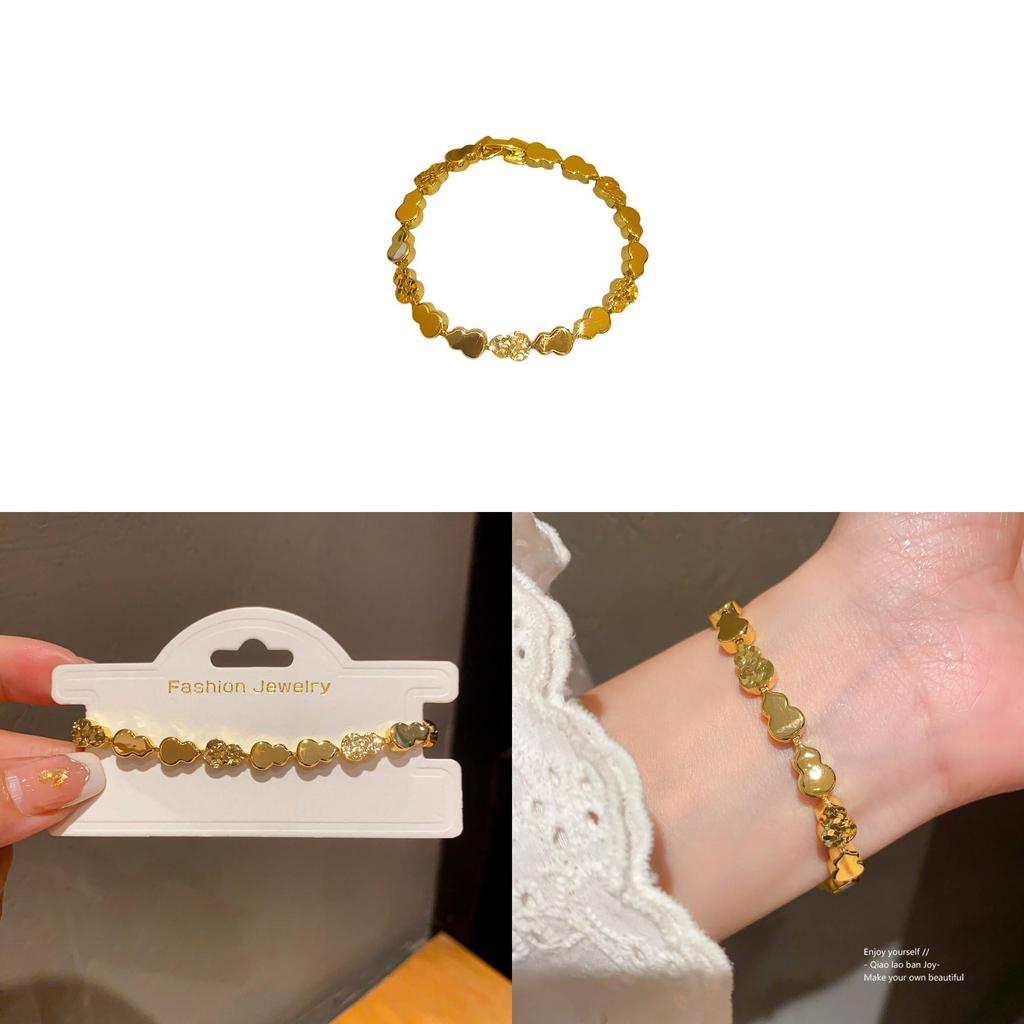 Nytt Mässingsarmband i Kinesisk Stil Med Snidad Kalebasshänge För Kvinnor Presenttillbehör