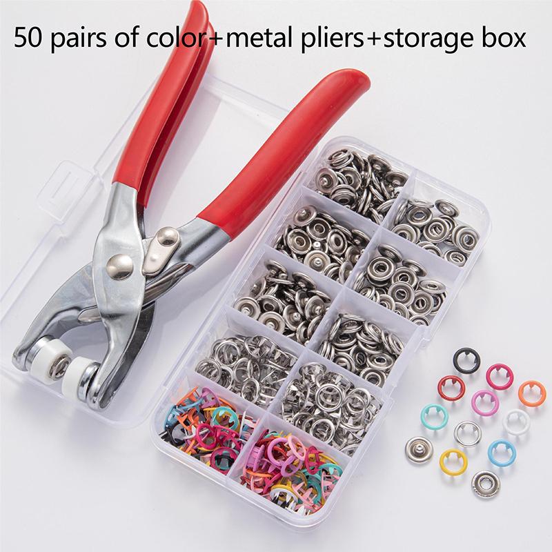 Snap Button Kit With Hand Pressure Pliers 50pcs Snaps Metal Snaps For Sewing DIY Crafts Clothes Hats