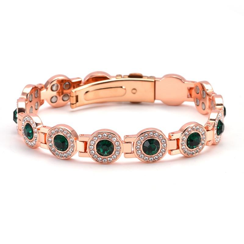 2026 Round Full Diamond Magnet Red Copper Bracelet European and American Fashion Four Magnet Clasp Couple Bracelet 21CM