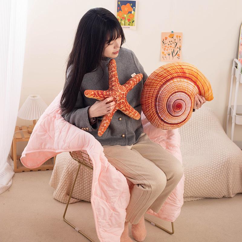 Simulated Marine Life Throw Pillow Printing Special-Shaped Starfish Shell Conch Soft Sofa Home Decoration Throw Pillow Cushion
