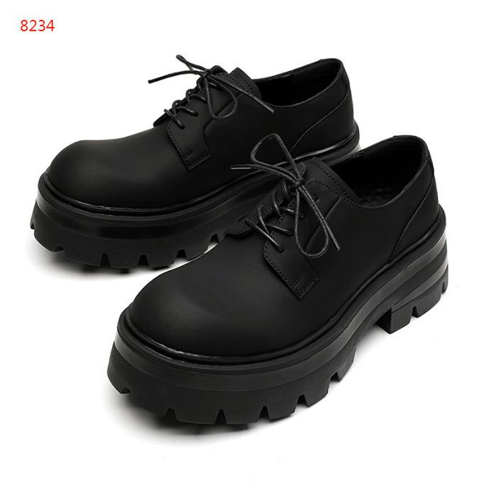 Lederschuhe Herren Business Kleid Big Head Feeling Britischer Stil Dicke Sohle Höhe Hochzeit Bräutigam Derby Schuhe 8133-R