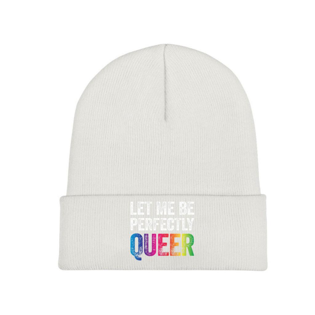 Let Me Be Perfectly Queer Gay Pun LGBT Lesbian Gay Bisexual Transgender Knitted Hat for Women Unisex Beanies Winter Hats Melon Cap