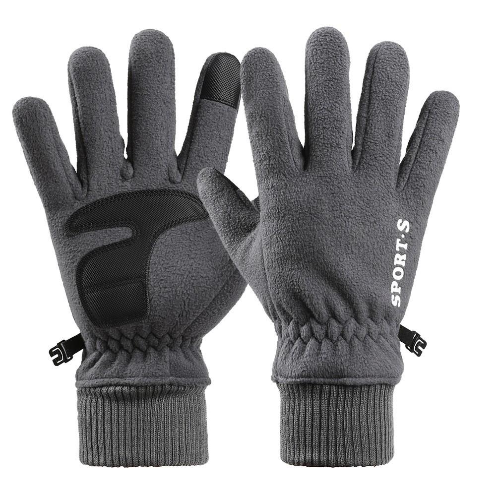 Warm Gloves for Men In Winter Plus Velvet Thickened Warm Touch Screen Non Slip Outdoor Riding Double Sided Fleece Gloves