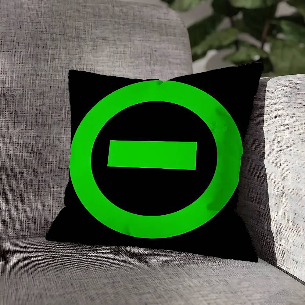 Green T-Type O N-Negative Pillow Case For Sofa Decor Car Office Room Printing Cushion Cover Decorations and Protector