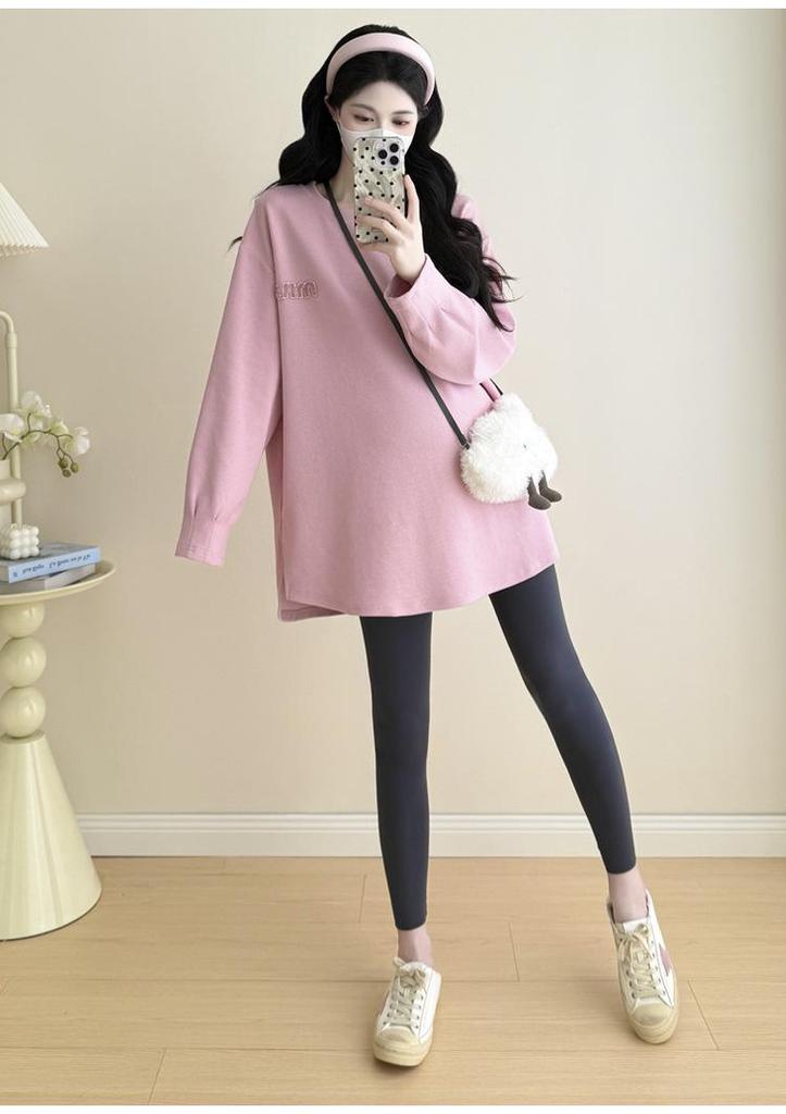 Herbst Umstandsmode 2026: Lockerer Mid-Length Plus Size Hoodie für trendige Mamas