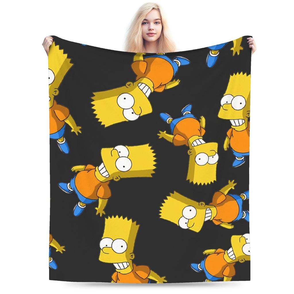 Simpsons Cartoon Blanket Flannel All Season Multi-function Lightweight Thin Throw Blanket for Bed Car Quilt