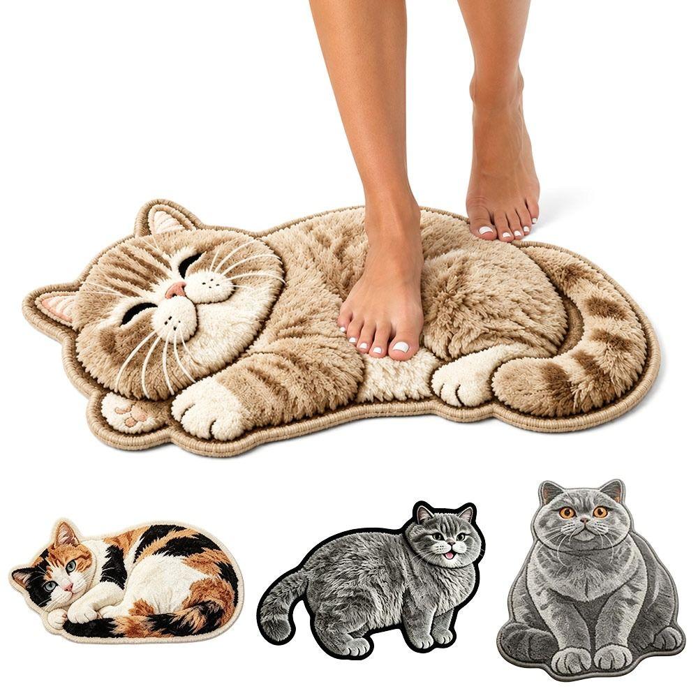 Special-shaped Cat Shaped Rug Absorbent Animal Door Mat Fashion Cat Shaped Carpet Entryway Floor