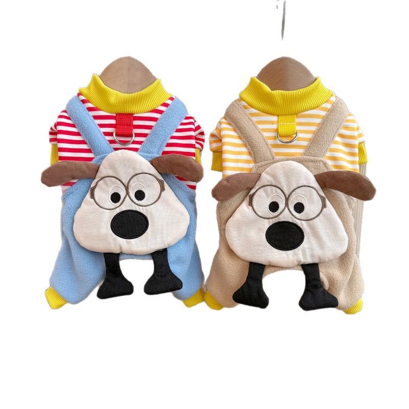 Winter and Autumn Dog Four-legged Clothes, Pet Cat Clothes, Small Medium-sized Puppies' Thick and Warm Sleeping Clothes