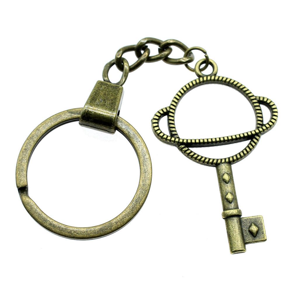 Ornate Gear Keychain Antique Style Punk Pendant Key Holder 30mm Ring