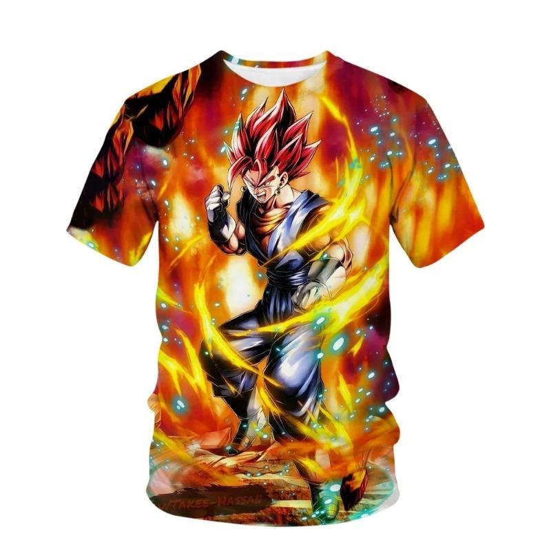 2026 Summer Dragon Ball Boys' T-shirt 3D Goku Printed Harajuku Men's Fashion Short Sleeve Casual Top