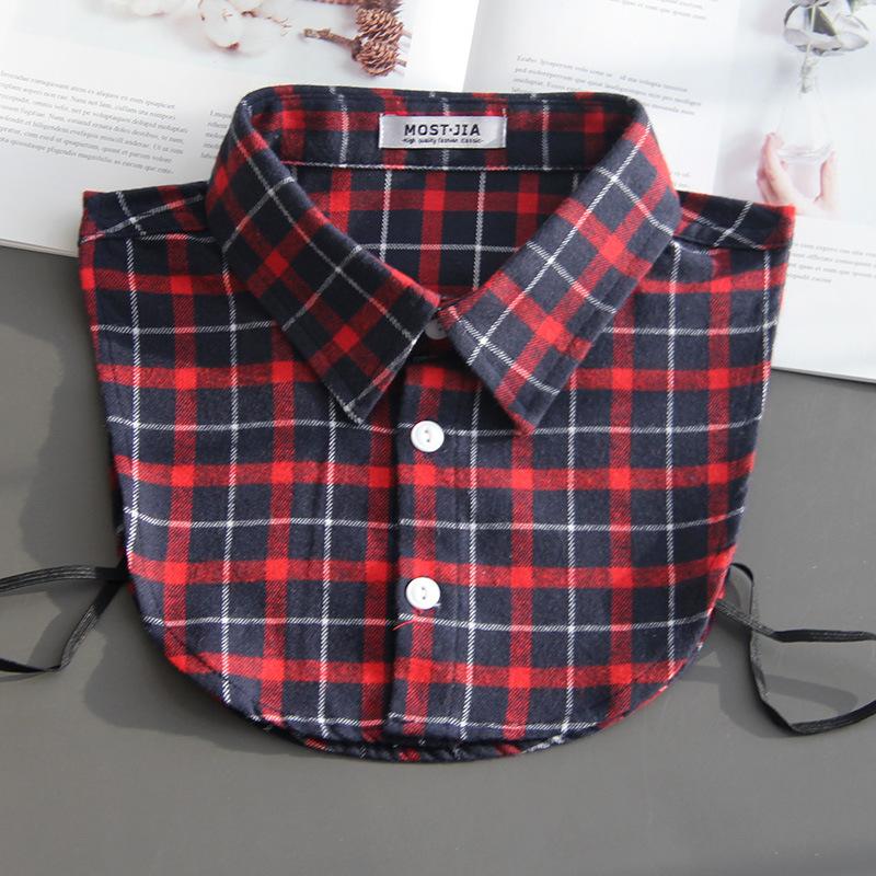 Plaid Fake Collar Shirt Children Print Collares Mujer Cotton Detachable Collar Choker Kids Boys Girls Removable Half Shirt