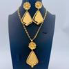 Dubai Copper Alloy Set Niche Women's 24K Pentagram Pendant Necklace Earrings Wedding Party African Jewelry