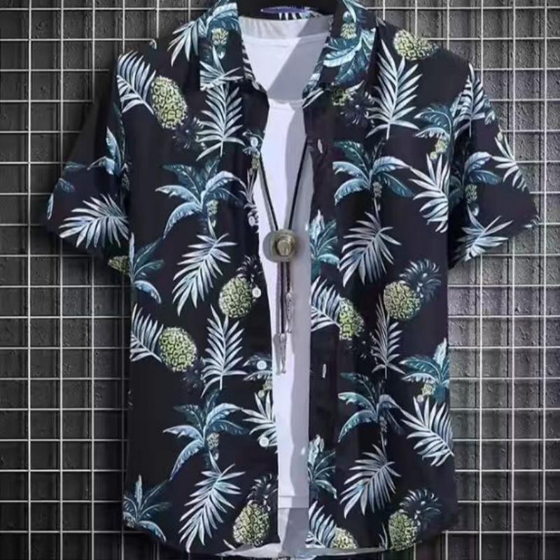 Hawaiian Short Sleeve Shirts For Men Summer Anime Style Graphic Print Cartoon Floral Oversized Original Harajuku Luxury Goth New