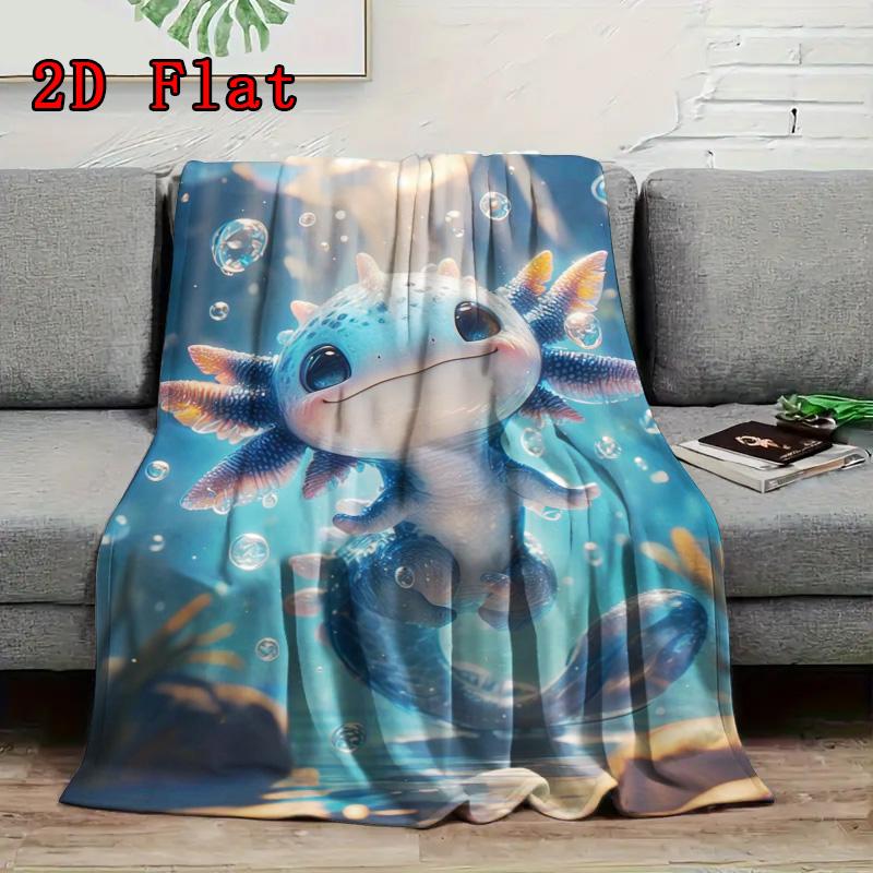 Blue salamander bubble 2D Flat Pattern Flannel Blanket High quality All Seasons Warmth and Comfort Perfect for Christmas Gifts.MMT0918398
