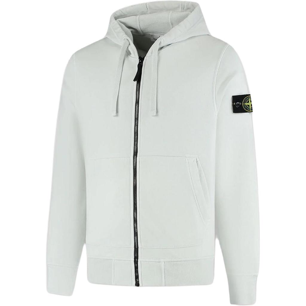 STONE ISLAND Zipper Solid Color Long Sleeve Hooded Ribbed Sweatshirt Men Sweatshirt L1S156100061S0051-V0041