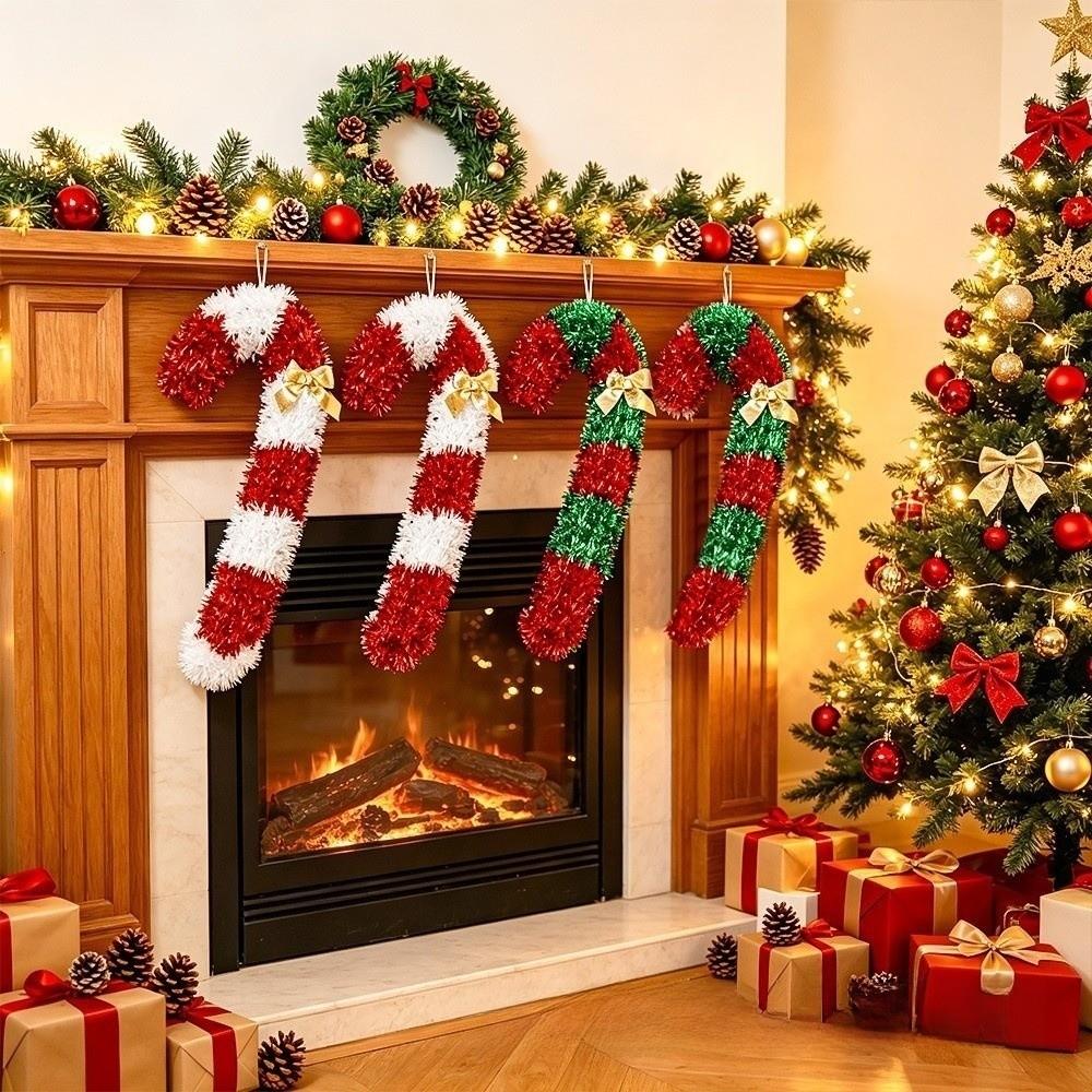 DIY Christmas Candy Cane Ornaments Ribbon Garland Xmas Tree Ornaments Holiday Party