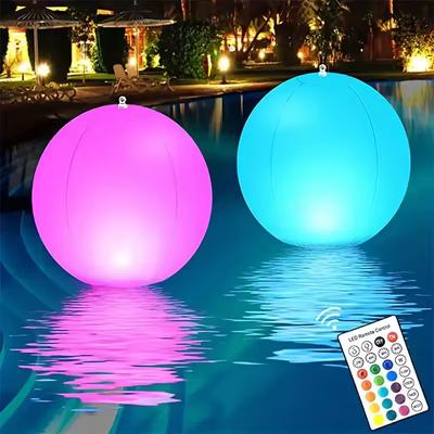 16 Colors Floating Pool Lights 90cm Large Inflatable Pool Beach Ball For Swim Pool Party Outdoor Balloon LED Garden Ball Light