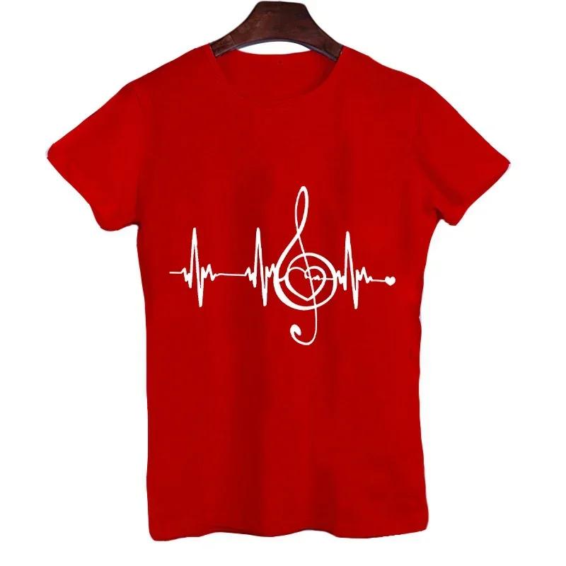 Herren Schwarze Hemden Kurzarm T-Shirts Übergroße Sommeroberteile Musiknote Herzschlag Lustige T-Shirts für Männer Design Musik T-Shirt Oberteile