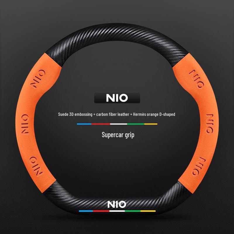 Nio EC6/ES6/ES8/ET7 Suede Carbon Fiber Steering Wheel Cover