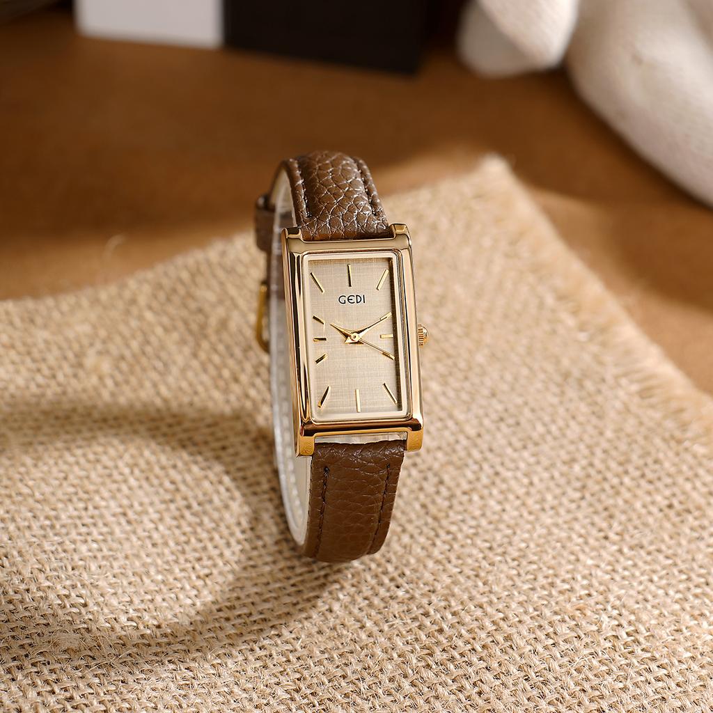 Premium Ankola Red Square Temperament Quartz Watch Minimalist Women'S Retro Belt Quartz Watch