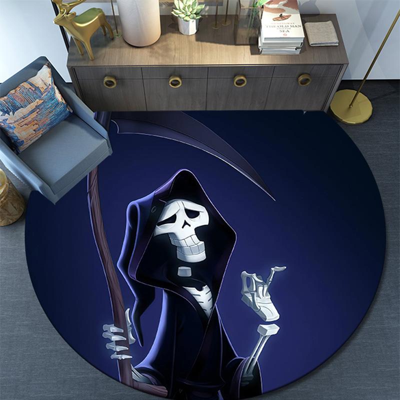 Grim Round Area Rug,Carpet Rug for Living Room Bedroom Sofa Playroom Decor,Non-slip Floor Mat