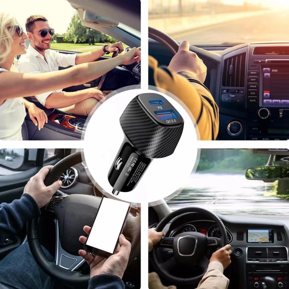 52.5W USB C Car Charger For Xiaomi iPhone 15 Samsung Galaxy S24 Laptops Tabet PD 3.0 Fast Charging USB Type C Car Phone Charger