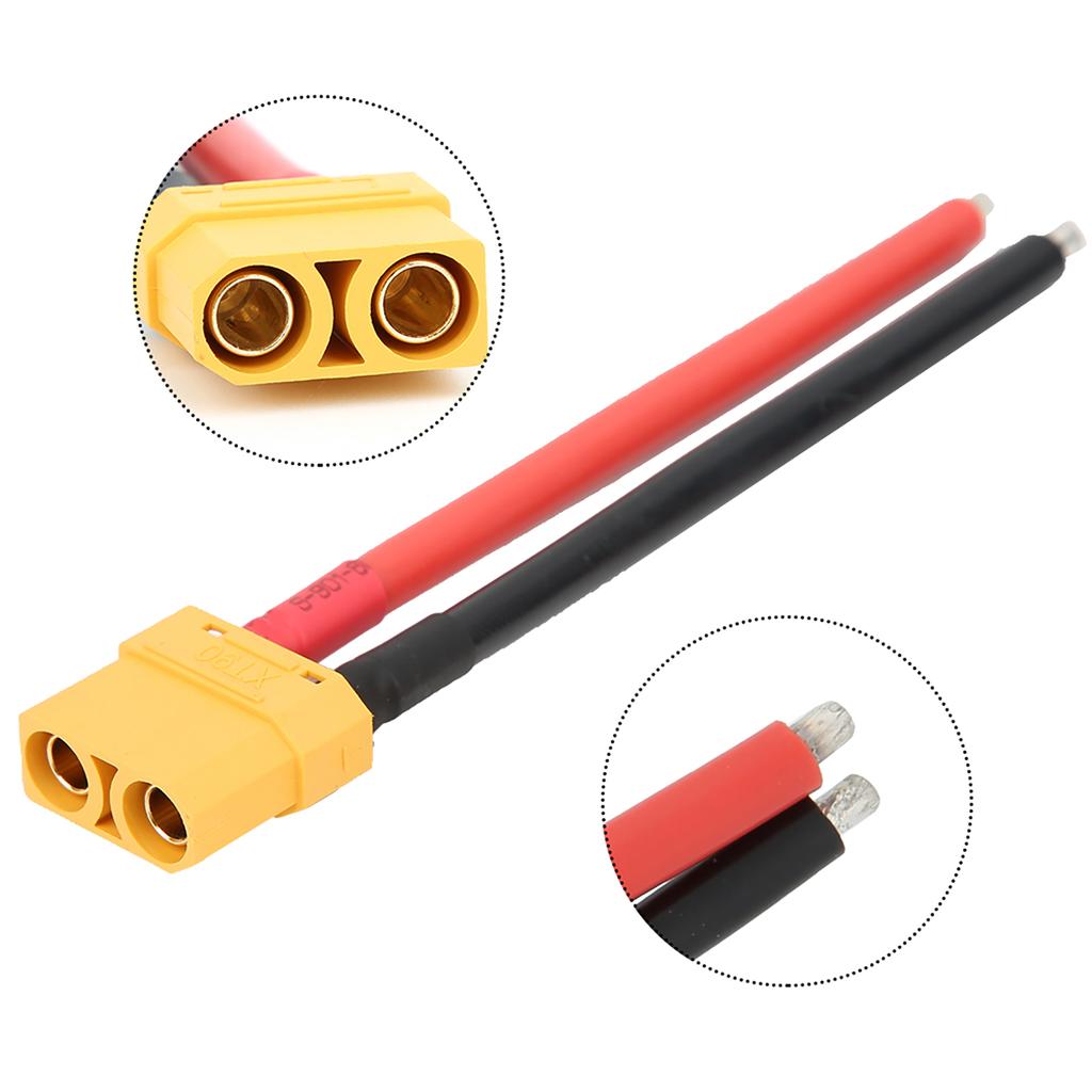 XT90 Plug Male Connector with 12AWG 110mm Silicon Wire Accessories for RC   Model Battery(Black red )