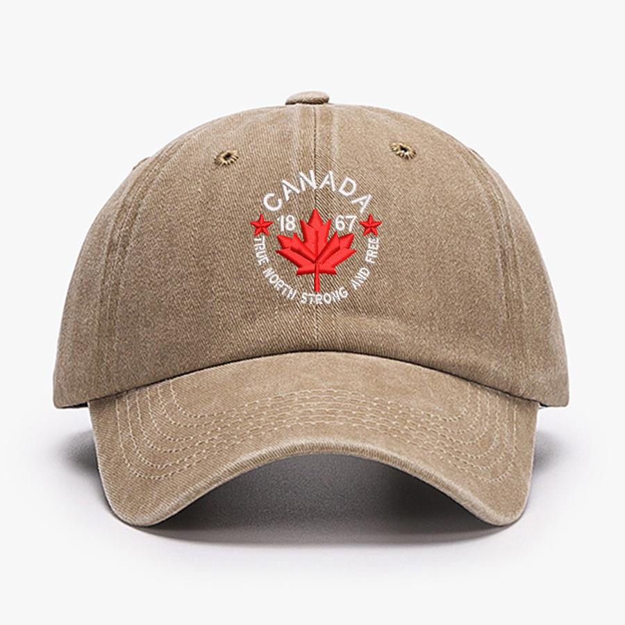 Embroidered Canada True North Strong and Free Design Unisex Women Wash cotton soft Baseball Caps Adjustable Dad Duck tongue cap