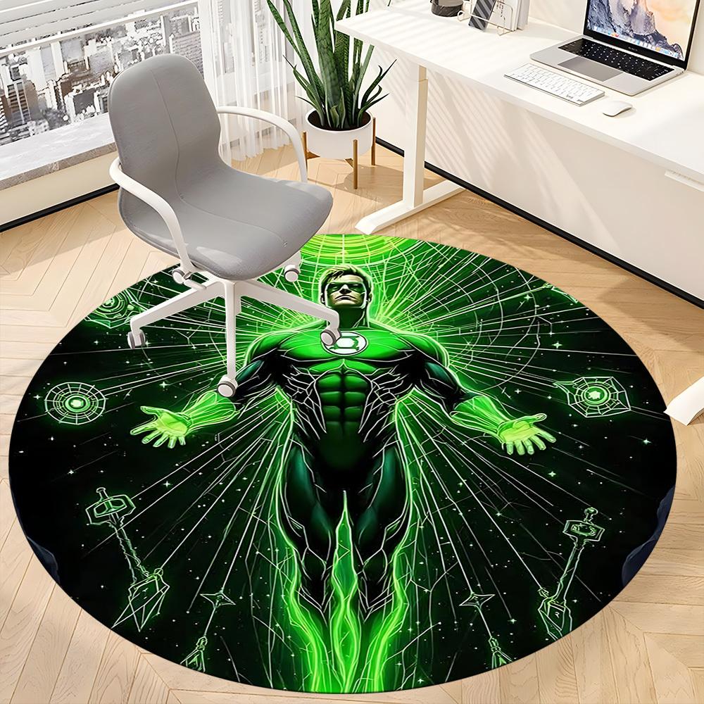 1pc Green Lantern Cosmic Office Round Area Rug, Under Office Chairs Bedroom Living Room Home Decor, Room Deco, Available in Various Sizes