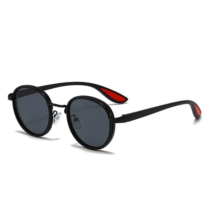 

Vintage Round Punk Sunglasses Men Fashion Outdoor Shades Trendy Luxury Brand Design Casual Anti-UV Sun Glasses New черный серый
