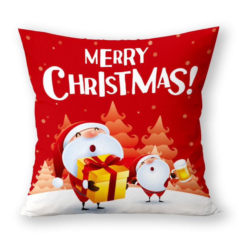 Christmas Pillow Super Soft Printed Christmas Santa Claus Cushion Festive Square Waist Pillow Case