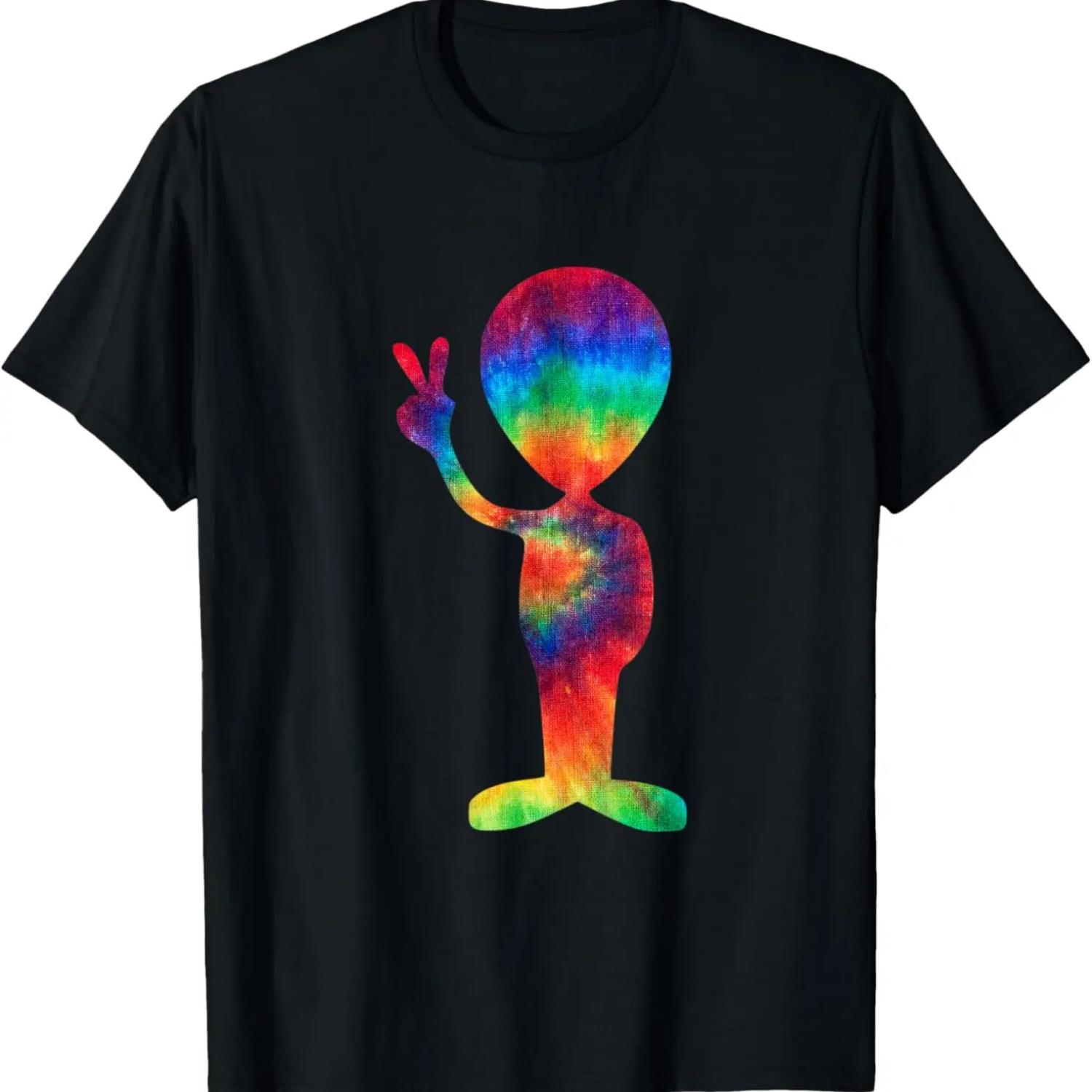 Tie Dye Alien Tie Dyed Space Exploration Spaceship T Shirt T-Shirt S чёрный