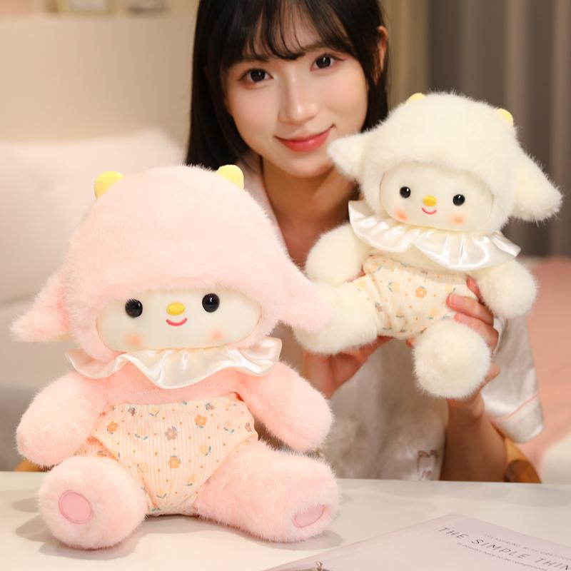 23-45cm Kawaii Clothed Sheep Plush Toy Cute Stuffed Animal Lamb Doll Pillow Birthday Gift for Girls Kids Home Decor