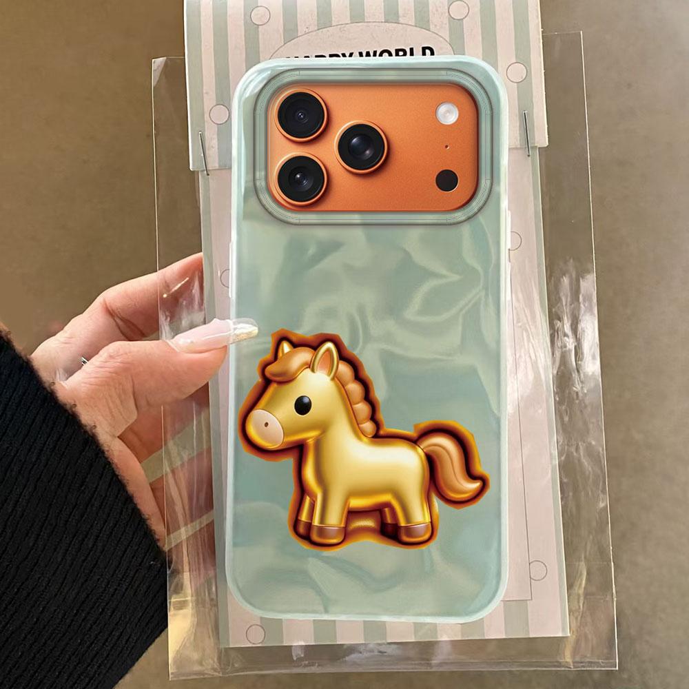 Lucky Gold Horse Water Texture Phone Case for iphone 17 Air 16 15 14 13 11 12 Pro Max 7 8 Plus X XS XR SE 2022 2020 16e Cover