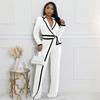 Europäischer & Amerikanischer Mode-Jumpsuit mit Gürtel, Patchwork, Langarm, Herbst/Winter-Stil