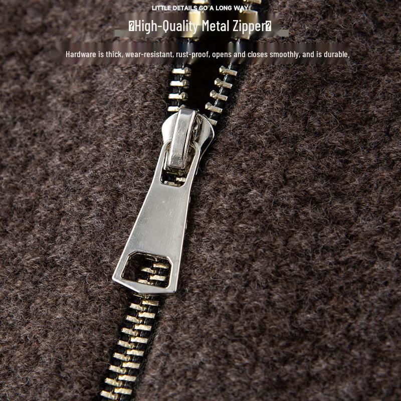 Men's 100% Pure Wool Thickened Zipper Knit Cardigan