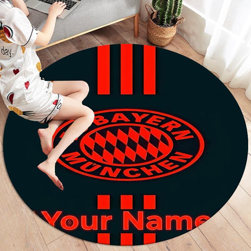 Bayern Munich Fan Gear Custom Name Round Area Rug Carpet Rug For Living Room Bedroom Sofa Playroom Decor Nonslip Floor Mat