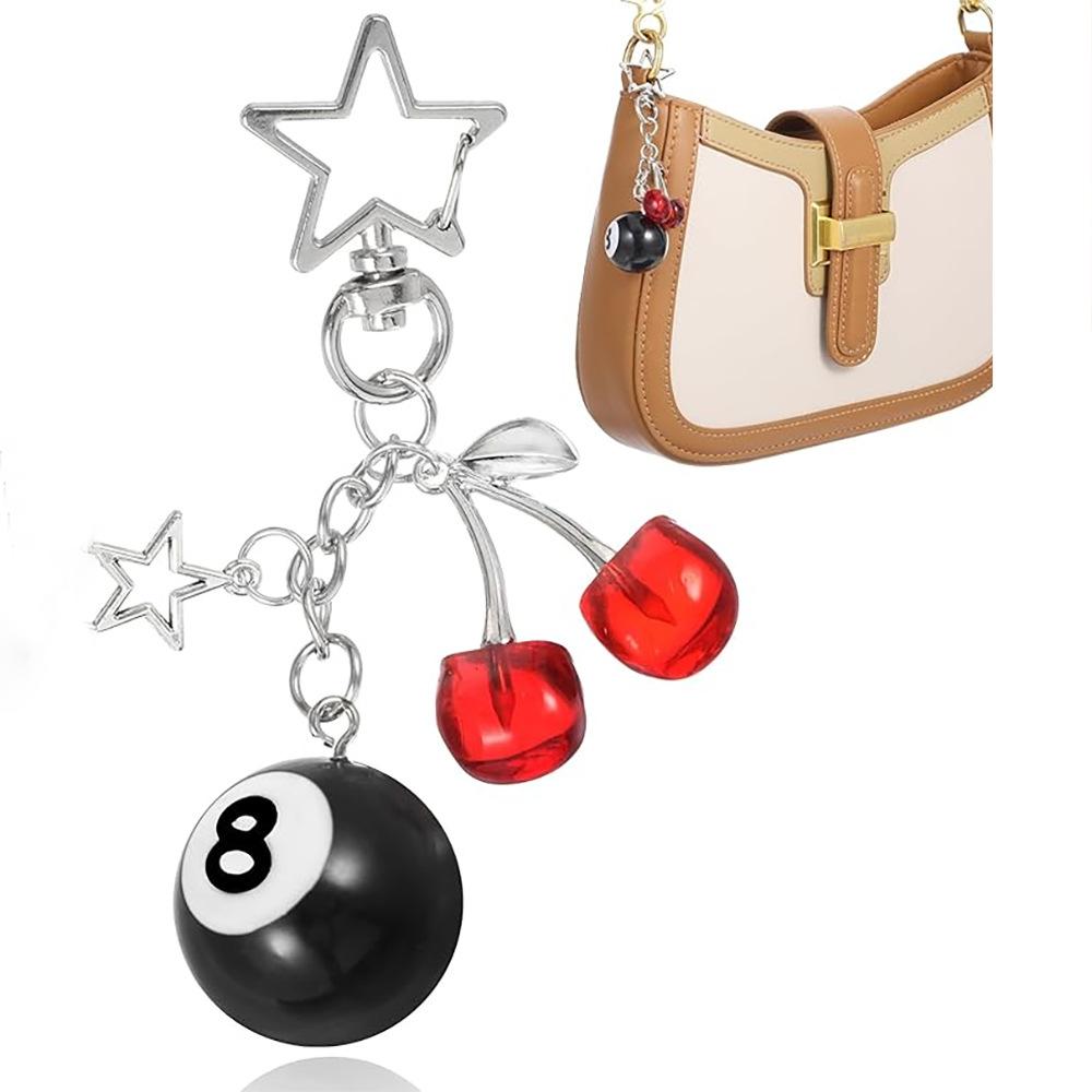 Cherry Pendant Keychain Cherry Billiards Resin Car Key Accessories Couple Family Keychain Pendant