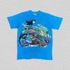 Vintage 90s Sea Life T-Shirt 1992 Single Stitch Graphic Tee Ocean Animal Print Retro Blue Whale Shark Dolphin Nature Shirt Size Medium