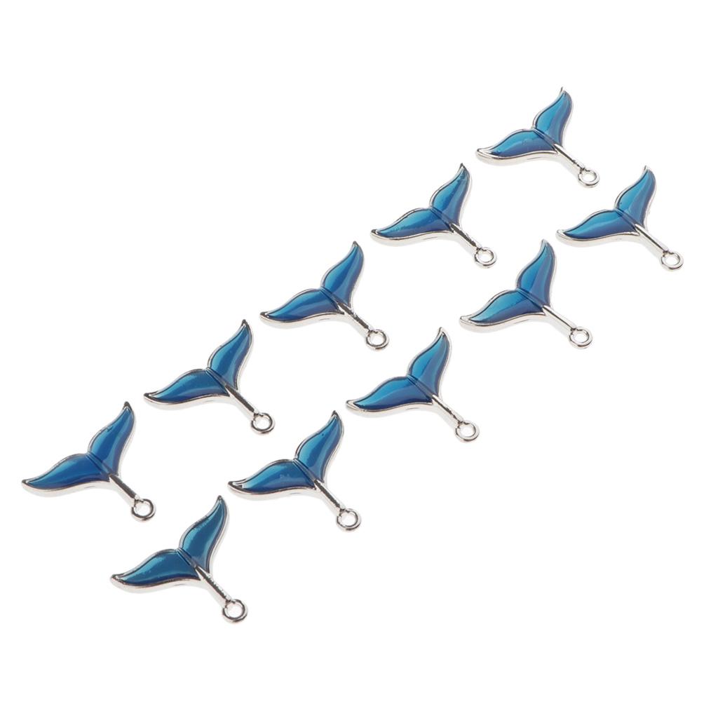 10x Enamel Tail Charms Pendants DIY Bracelet Necklace Crafts Silver Plated