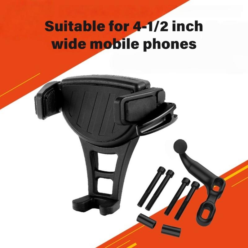 Innovative Offset Base Motorcycle Phone Mount with 360 Rotation Metal Plastic Phone Support for Stable Navigation View
