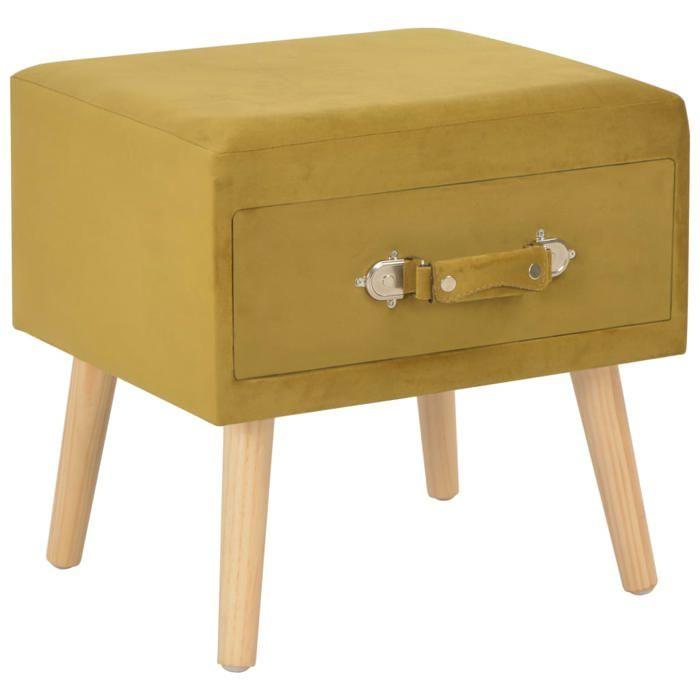 Table de chevet - VIDAXL - Moutarde - 40x35x40 cm - Velours