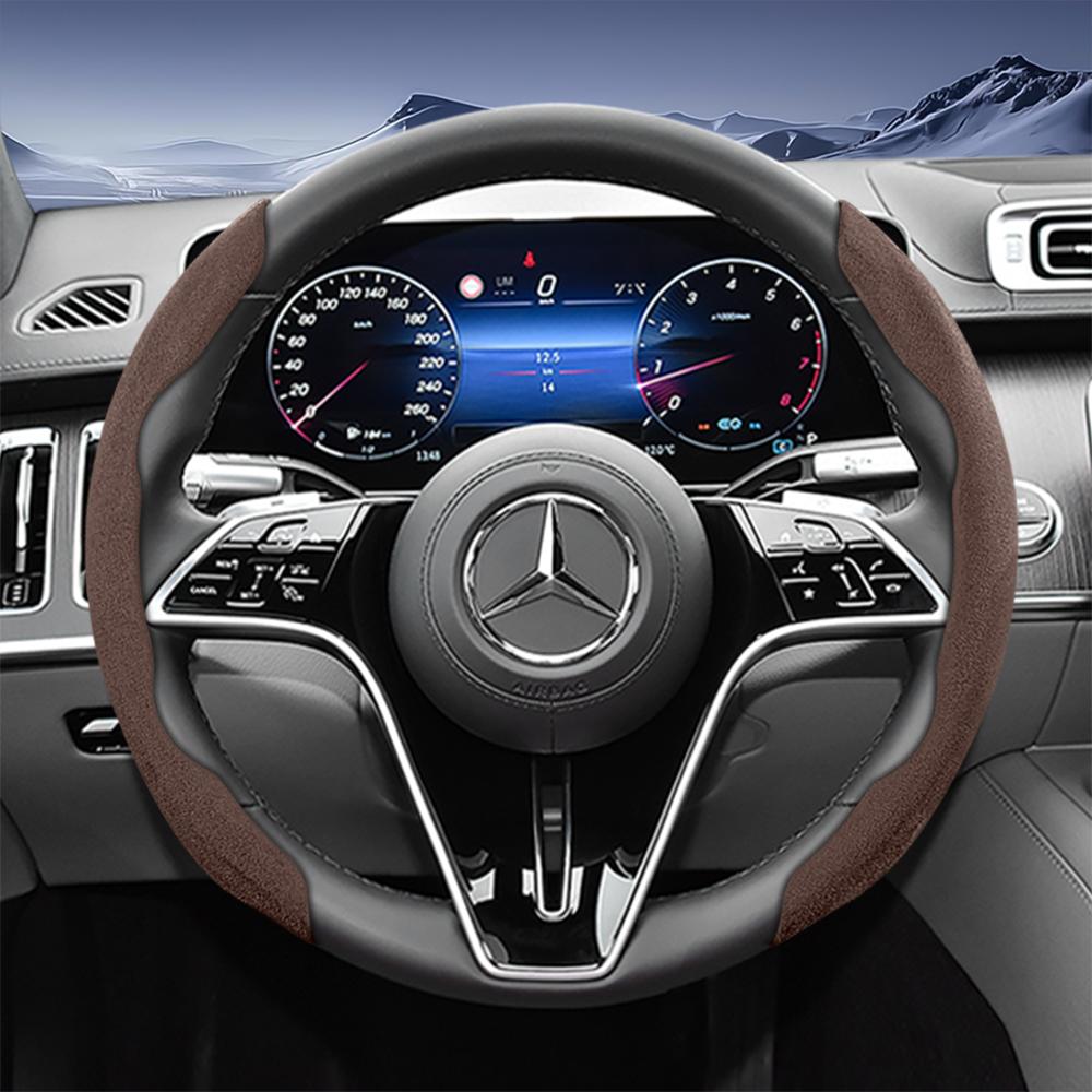 Suitable for Mercedes-Benz Sports Suede Steering Wheel Covers with Split Snap-On Design for V G S a E C Class Gle Glc Gla Glb Cls Cla Eqb Eqe Eqs Amg 