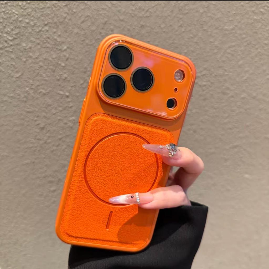 Lychee Pattern Magnetic Suction iPhone 15 Case for Apple 17 Pro Max with 17 Large Windows & Drop Protection