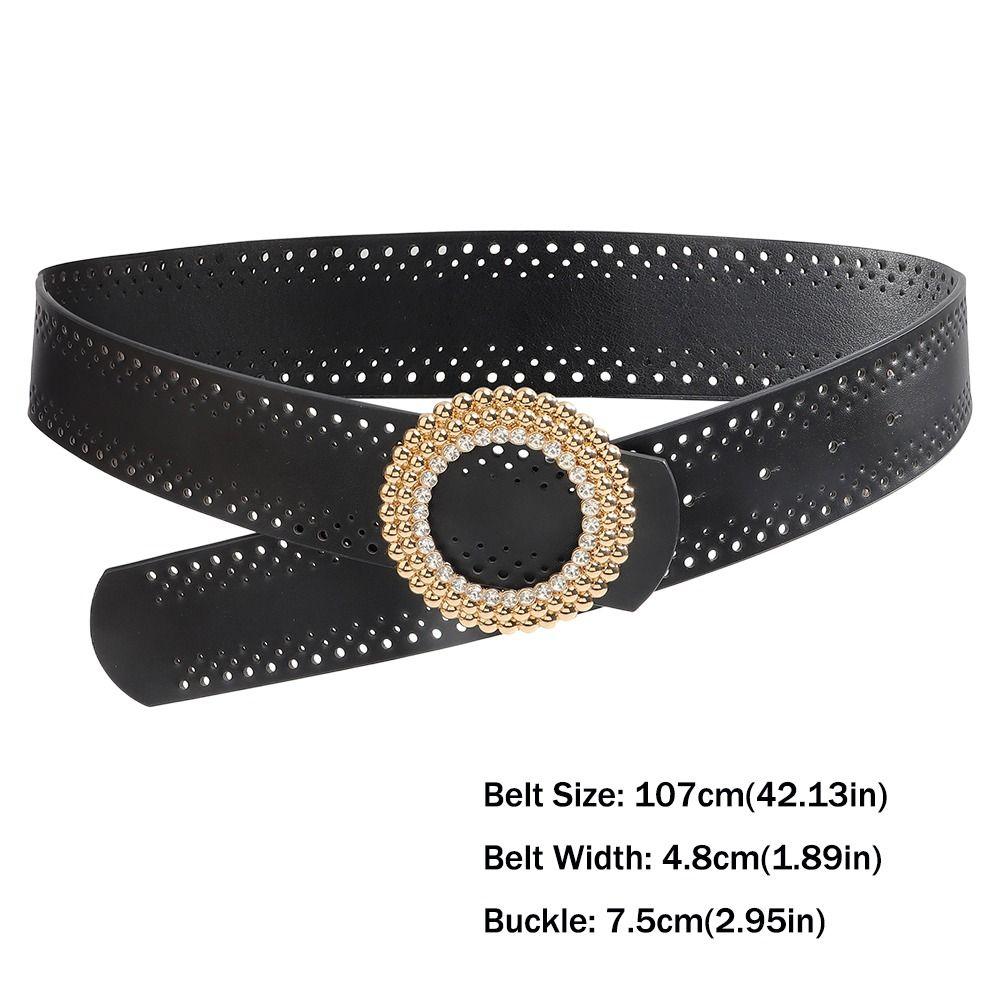 Retro Wide Belt Hollow Hollow Belts New Black Waistband for Women Girls