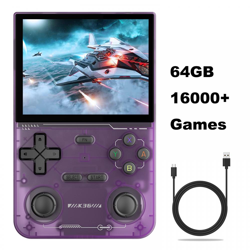 K36 Retro kapesní herní konzole 16000+ her Emuátor pro PS1/PSP/DC/N64/SS 3,5palcový IPS displej Přenosný kapesní video přehrávač 64GB